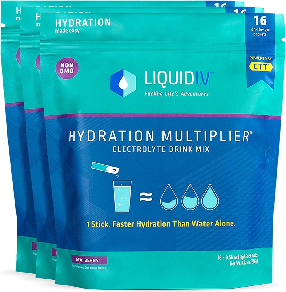 Liquid I.V. Hydration Multiplier - Acai Berry - Hydration Powder Packets | Electrolyte Drink Mix | Easy Open Single-Serving Stick | Non-GMO | 48 Sticks